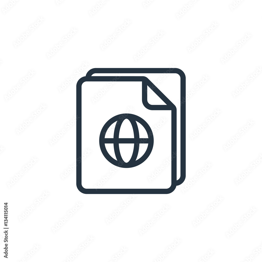 document, paper, blank web thin line icon on white background; document, paper, blank web thin line icon on white background;