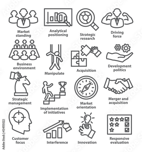 Business management icons in line style. Pack 27.
