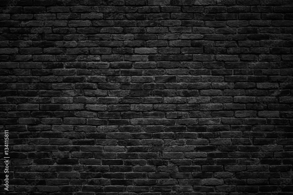 Fototapeta czarny mur z cegły, ciemne tło dla projektu