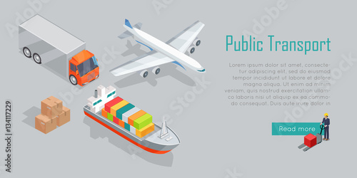 Cargo Transport Isometric Infographics Elements
