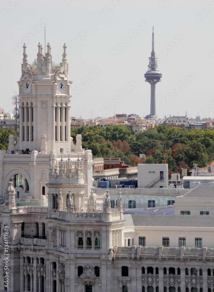 Fototapeta premium Madrid cityscape with some emblematic buildings