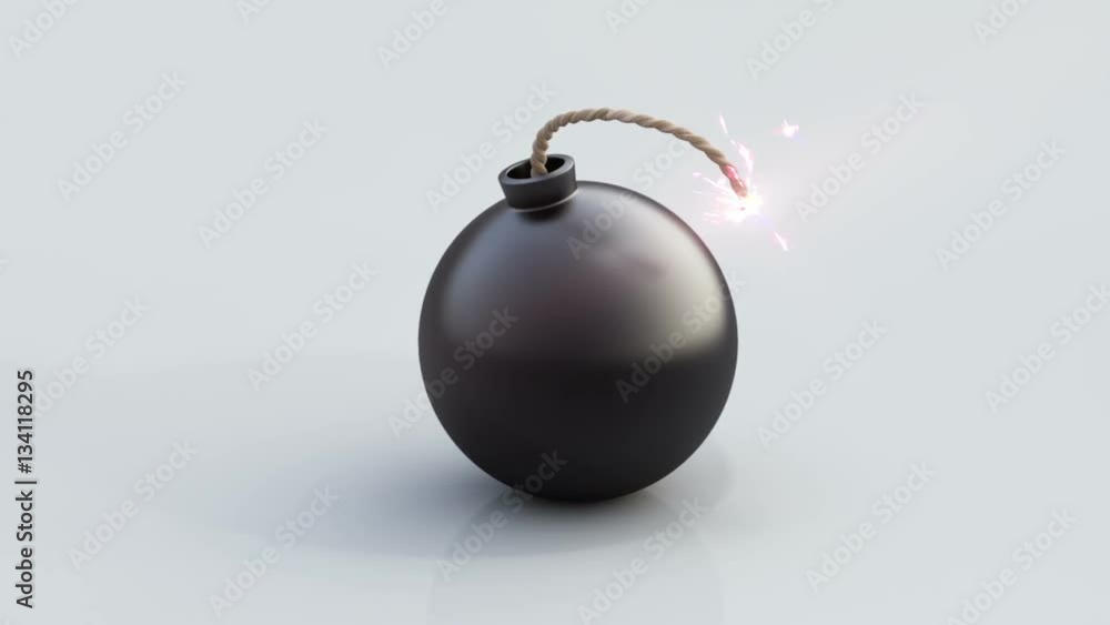 Bomb explosion. 10 seconds of bomb animation on white background. Bomb explosion. 10 seconds of bomb animation on white background.