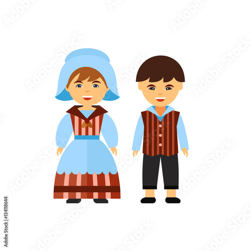 Couple of Belgians in national dress icon