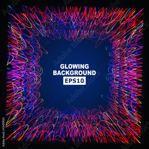 Moving Colorful Lines. Glowing Abstract Vector Background. Composition With Place For Text