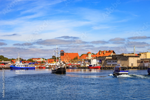 View on the quay in port of Hel, Poland.