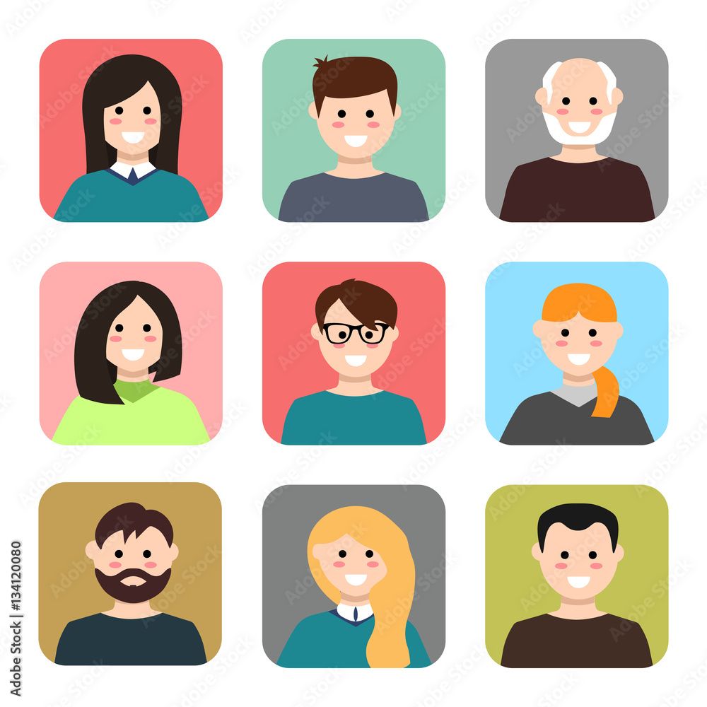 Set of avatars. Vector illustration, flat icons. Characters for web Set of avatars. Vector illustration, flat icons. Characters for web