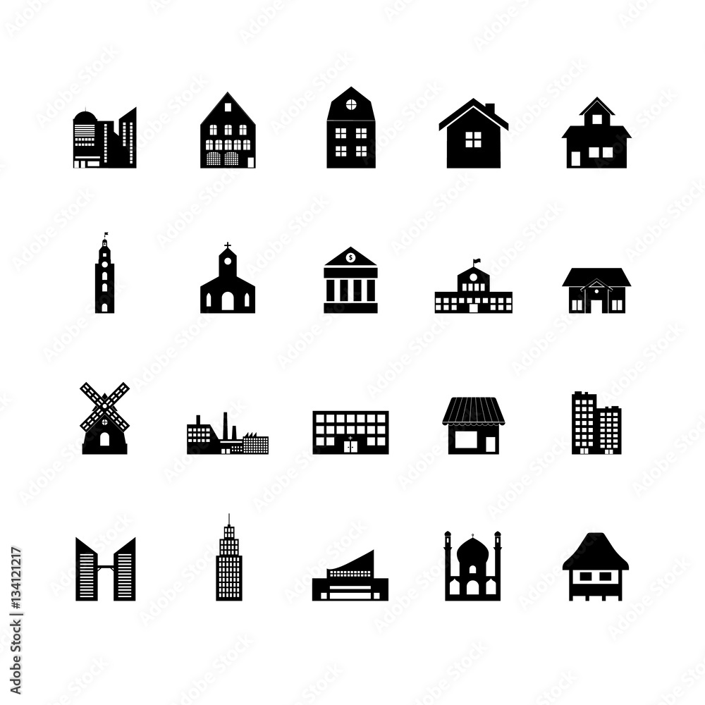 Building icon set Building icon set