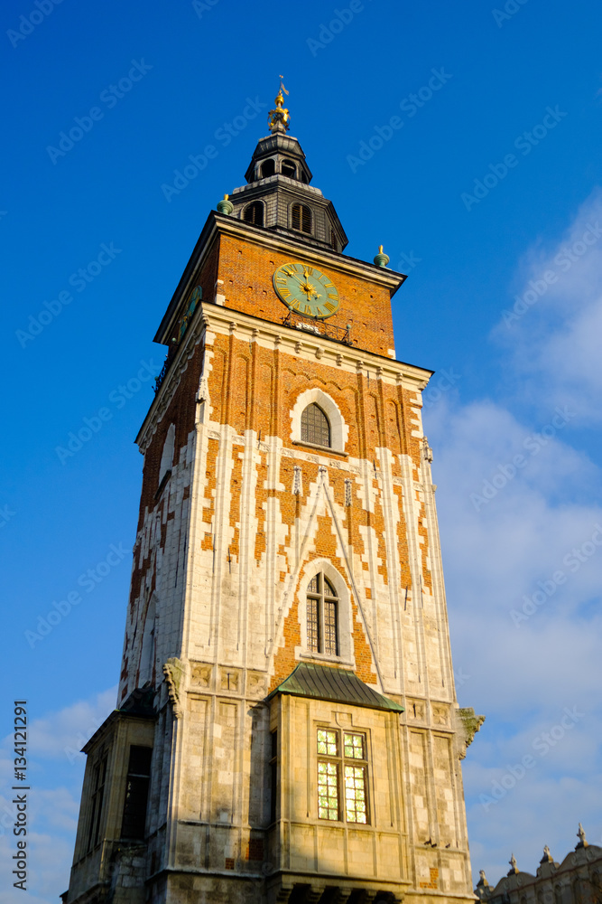Town hall in the center of the old town of Krakow, Poland