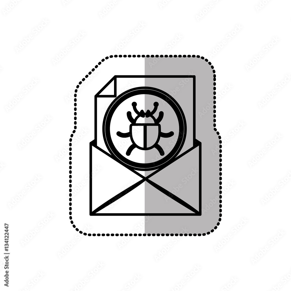 monochrome middle shadow sticker of file virus beetle vector illustration monochrome middle shadow sticker of file virus beetle vector illustration