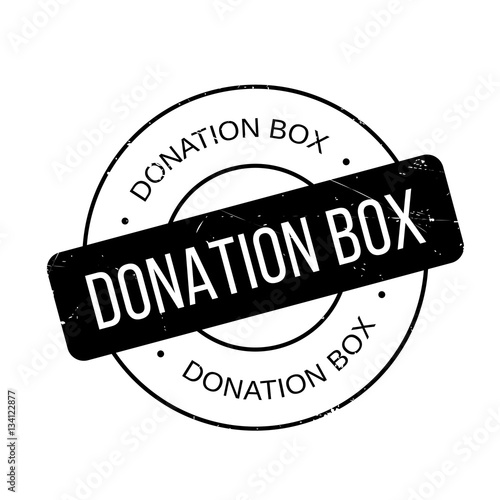 Donation Box rubber stamp. Grunge design with dust scratches. Effects can be easily removed for a clean, crisp look. Color is easily changed.