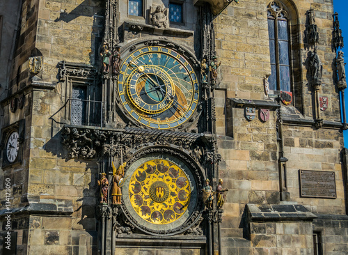 Canvas Print Prague, old astronomical clock on tower