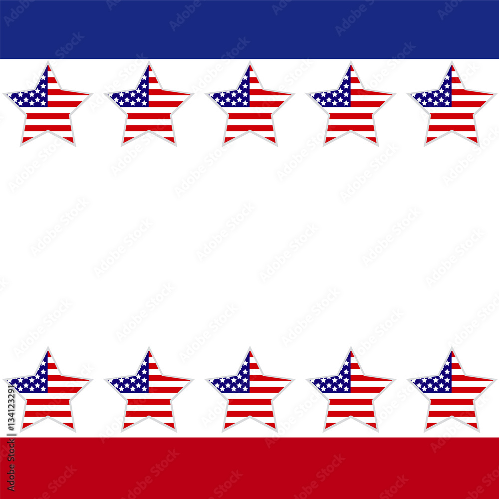 Template for postcards. The stars of the American flag with the Template for postcards. The stars of the American flag with the