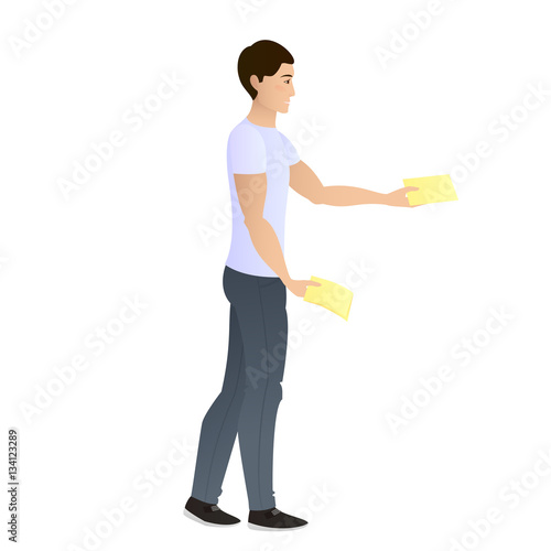  man distributes leaflet