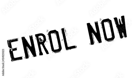 Enrol Now rubber stamp. Grunge design with dust scratches. Effects can be easily removed for a clean, crisp look. Color is easily changed.