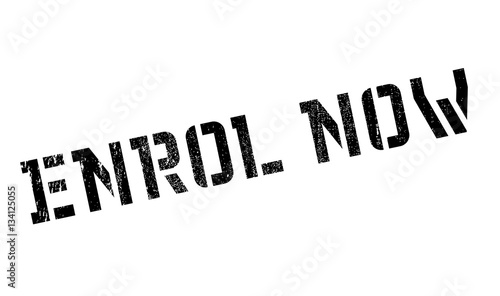 Enrol Now rubber stamp. Grunge design with dust scratches. Effects can be easily removed for a clean, crisp look. Color is easily changed.