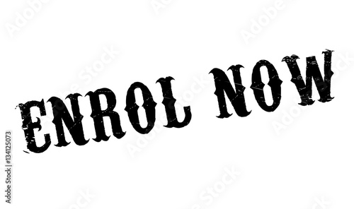 Enrol Now rubber stamp. Grunge design with dust scratches. Effects can be easily removed for a clean, crisp look. Color is easily changed.