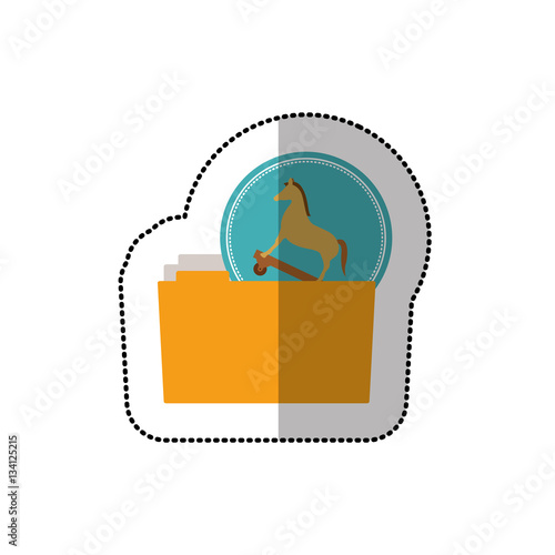 colorful middle shadow sticker of virus trojan horse folder vector illustration
