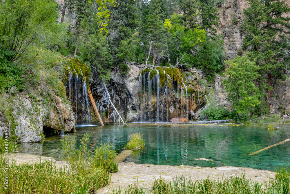 waterfalls at Hanging Lake U.S. National Natural Landmark in Glenwood Canyon
White River National Forest, Garfield county, Glenwood Springs, Colorado, USA