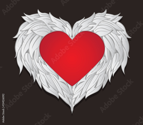 Design Winged Heart on Valentine s Day.vector and illustration