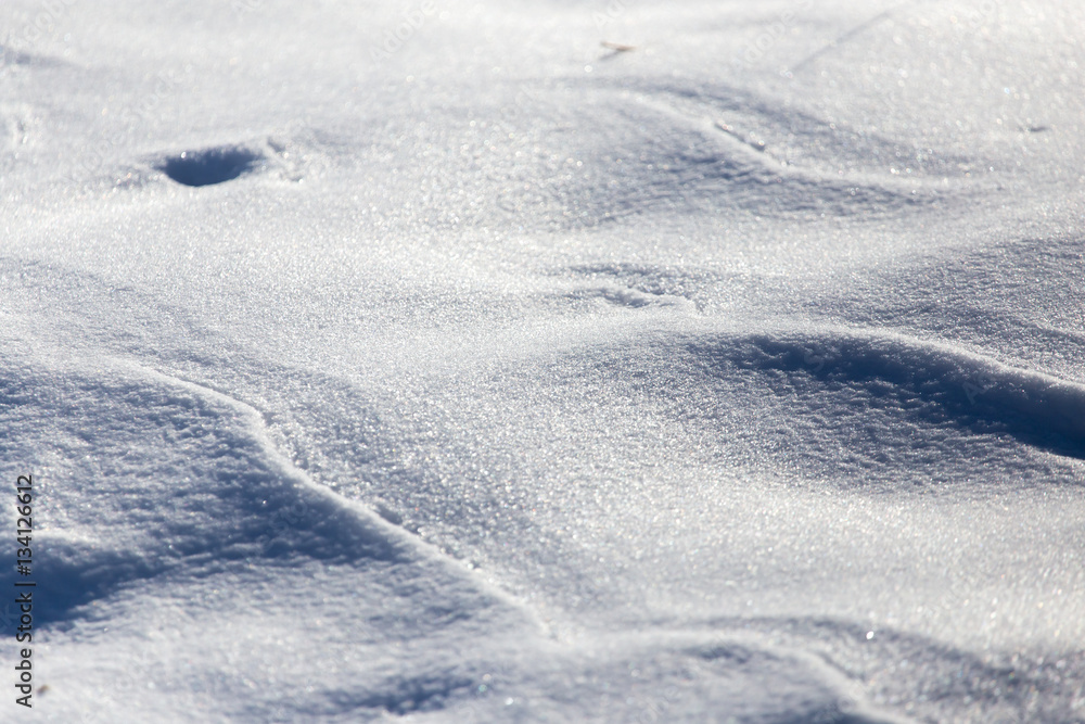 Snow in nature as a background