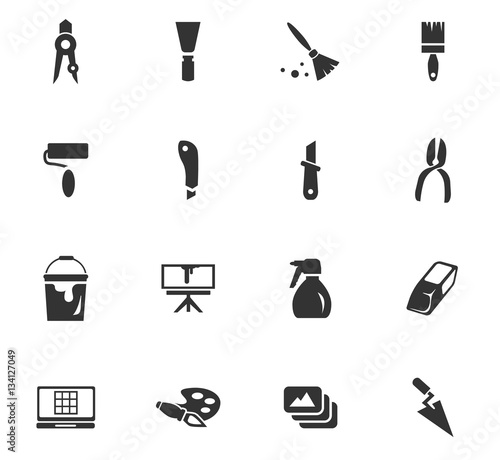 art tools icon set