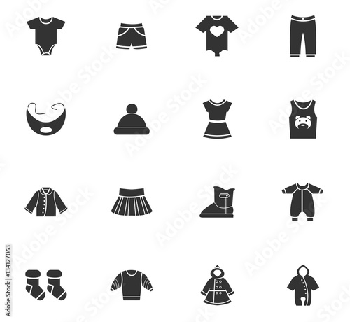 baby clothes icon set