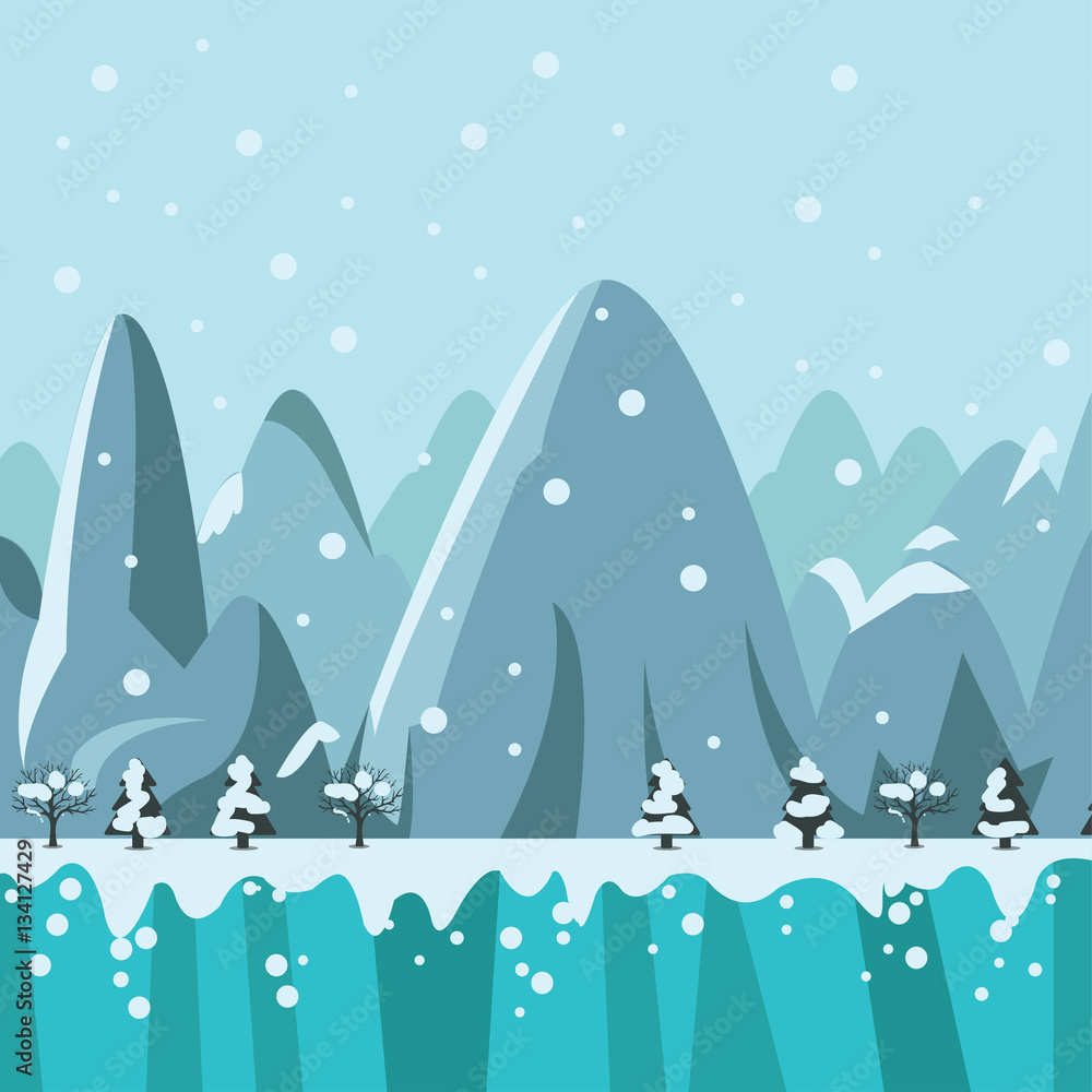 winter scene flat illustration winter scene flat illustration