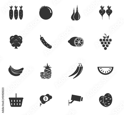 grocery store icon set