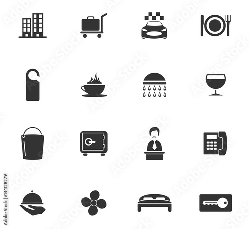 hotel room services icon set
