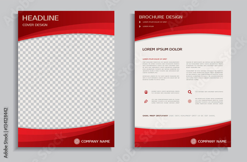 Red flyer design template - brochure, front and back page