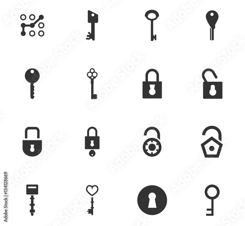 lock and key icon set