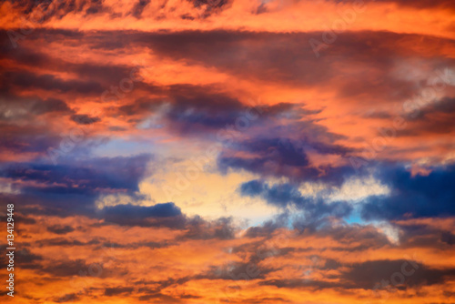Fototapeta Naklejka Na Ścianę i Meble -  Orange and blue dramatic sky