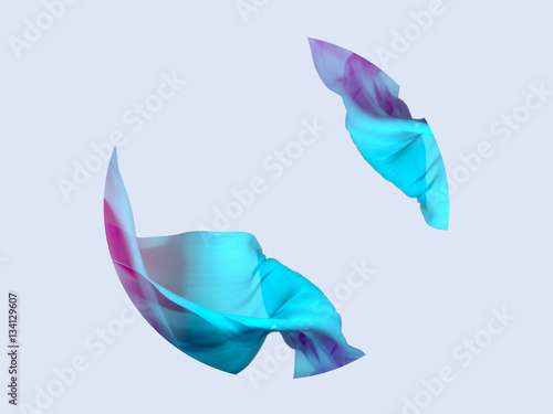 Abstract 3D Render, concept. Flying Silk Fabric Wave.