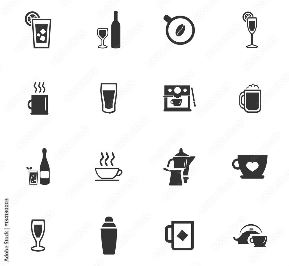 utensils for beverages icon set utensils for beverages icon set