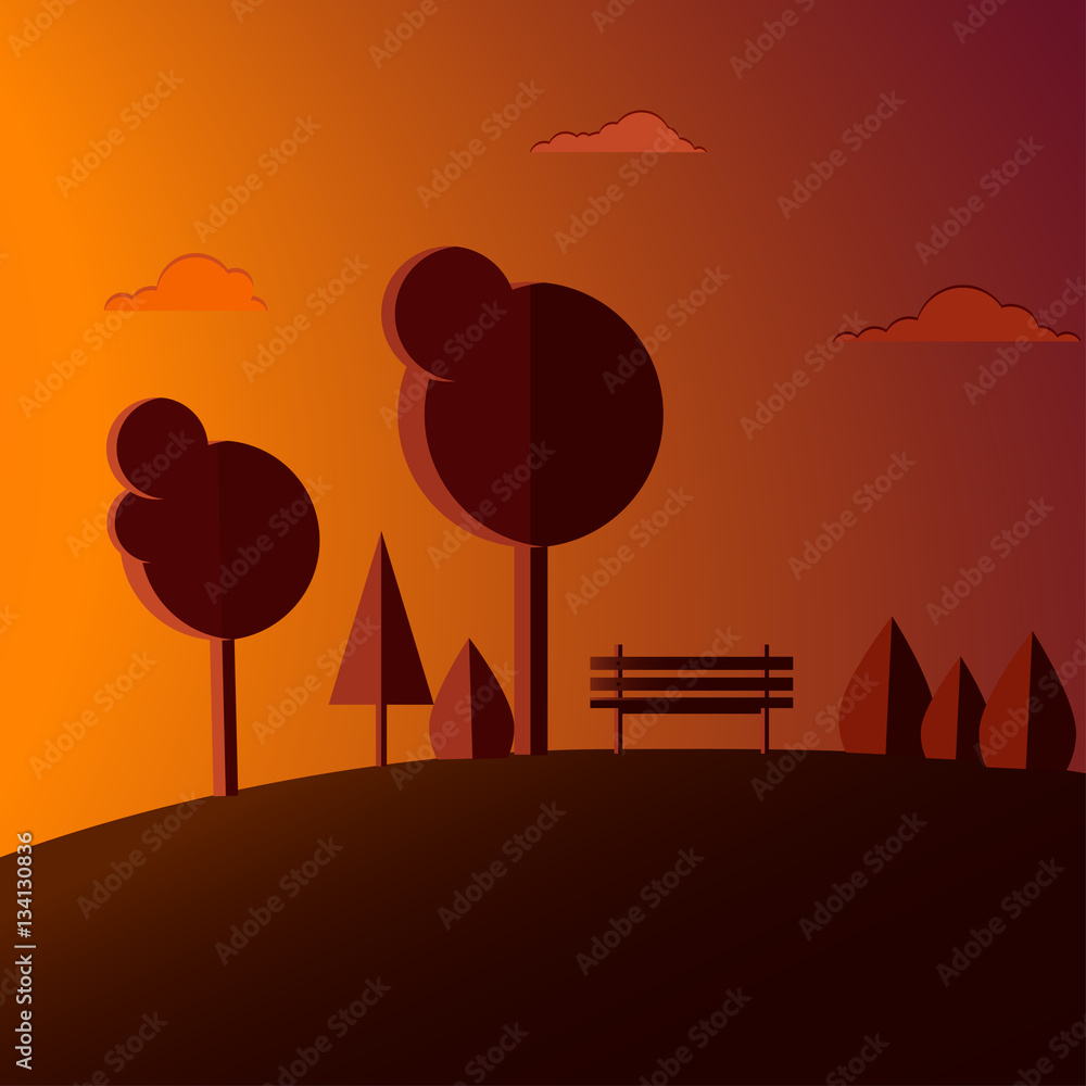 Naklejka premium bench on the hill