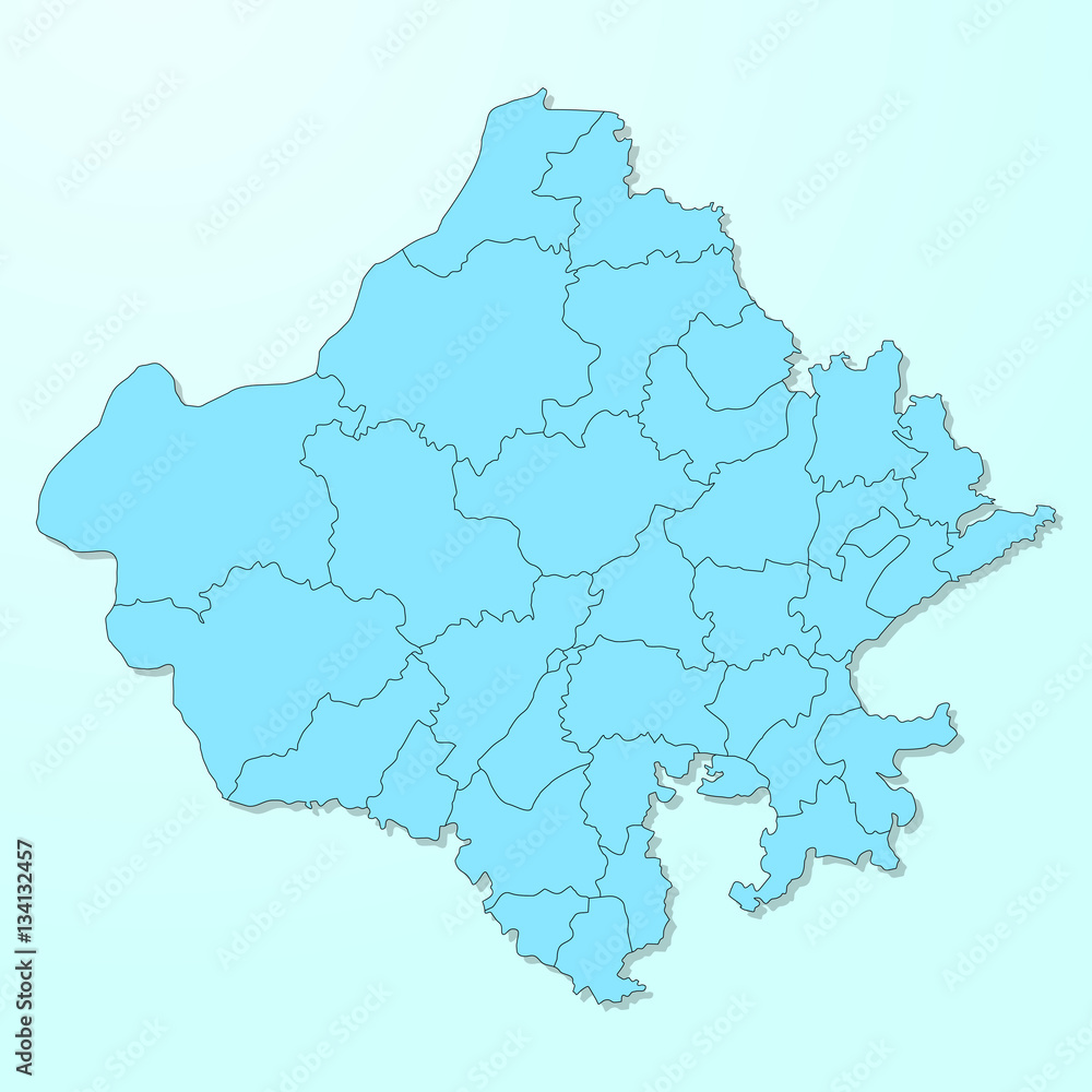 Fototapeta premium Rajasthan blue map on degraded background vector