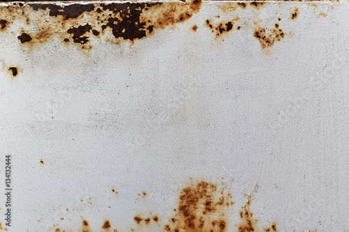 Rusted and corroded on metal white background.