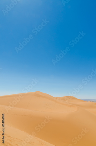 Famous and inconic sahara sand dunes of Erg Chebbi in the Moroccan desert near Merzouga, Morocco, North Africa © Fabian