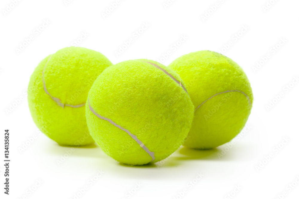Closeup of tennis balls isolated on white background