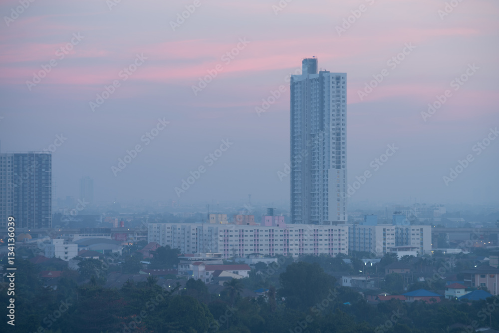 tall building and village