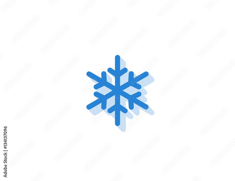 Vector flat modern snowflake icon with long shadow Vector flat modern snowflake icon with long shadow