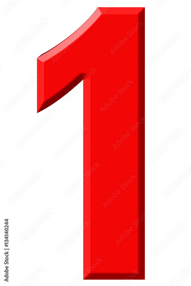 Numeral 1, one, isolated on white background, 3d render Numeral 1, one, isolated on white background, 3d render