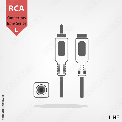 RCA jack cable and connector isolated vector flat line  icon. AV input and output icons for Web, Store and Manuals