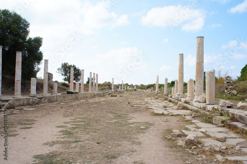Ruins of roman road in Side, Turkey