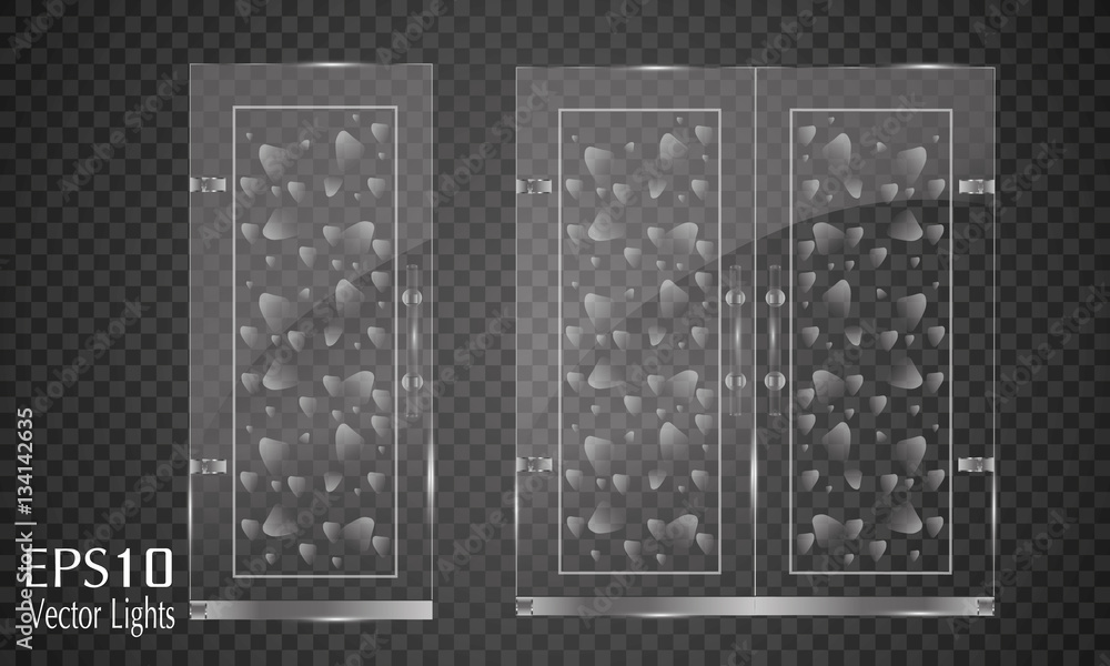Glass door isolated on transparent background. Vector illustration Glass door isolated on transparent background. Vector illustration