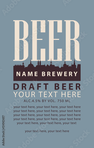 label with draft beer with the old town