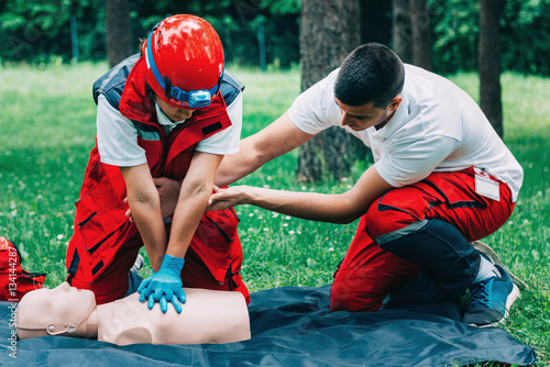 Cpr practice on cpr dummy