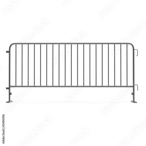 Steel barrier isolated on white. Side view. 3D illustration photo