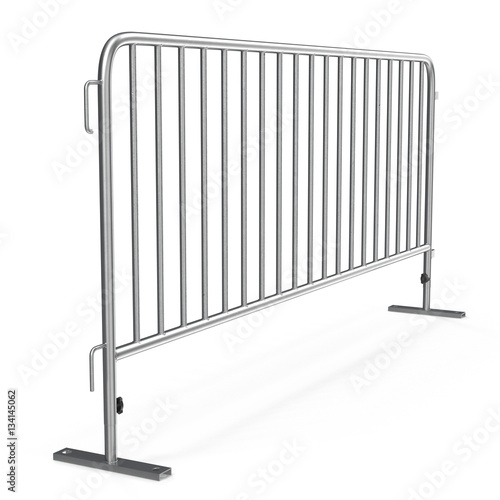 Steel temporary fence on white. 3D illustration