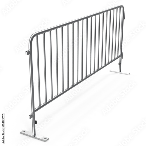 Mobile steel fence on white. 3D illustration